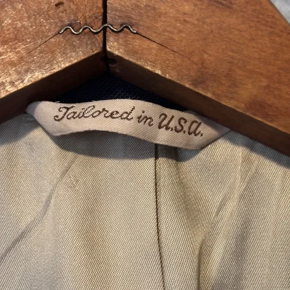 New Castle & York Men's 42L Blazer Navy Blue Gold Crest Buttons USA Vintage 90s - Picture 7 of 8